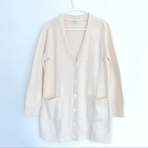 New CO Ivory White Cashmere Knit Button Cardigan